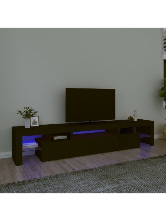 Tv skapītis ar led apgaismojumu, melns, 215x36,5x40 cm
