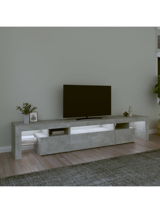 Tv skapītis ar led apgaismojumu, betona pelēks, 215x36,5x40 cm