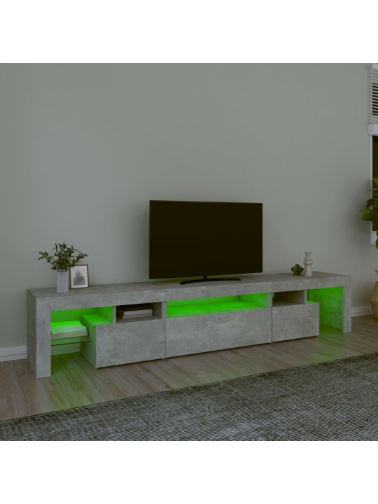 Tv skapītis ar led apgaismojumu, betona pelēks, 215x36,5x40 cm