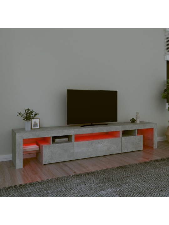Tv skapītis ar led apgaismojumu, betona pelēks, 215x36,5x40 cm