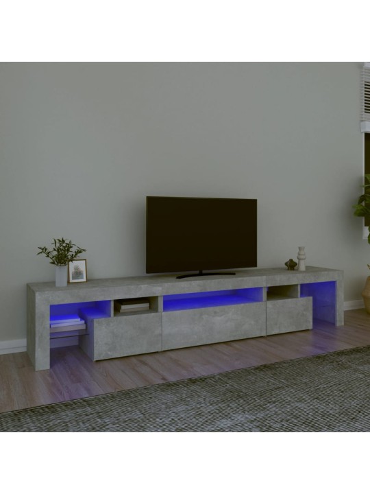 Tv skapītis ar led apgaismojumu, betona pelēks, 215x36,5x40 cm