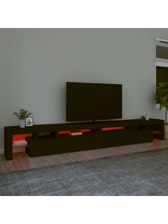 Tv skapītis ar led apgaismojumu, melns, 290x36,5x40 cm