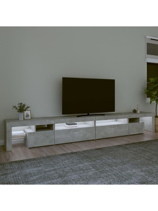 Tv skapītis ar led apgaismojumu, betona pelēks, 290x36,5x40 cm