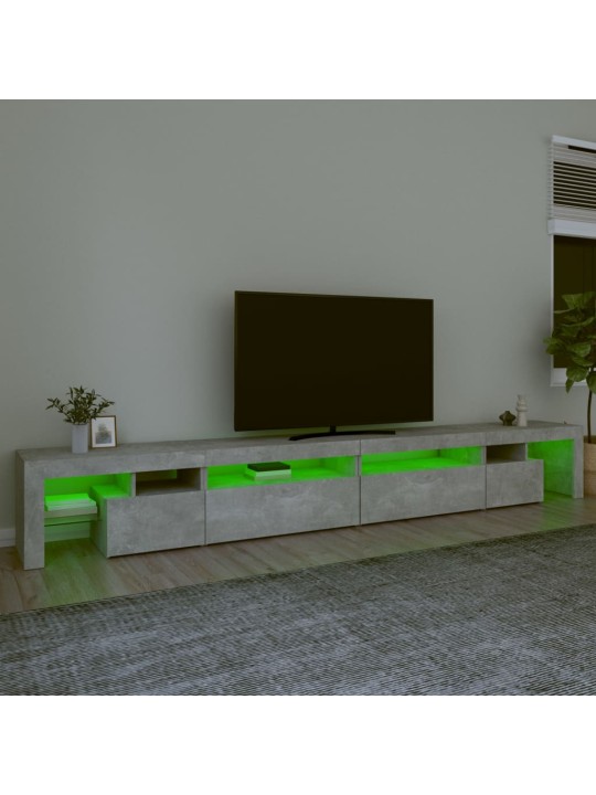 Tv skapītis ar led apgaismojumu, betona pelēks, 290x36,5x40 cm