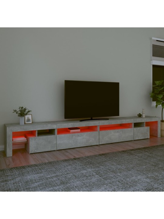 Tv skapītis ar led apgaismojumu, betona pelēks, 290x36,5x40 cm