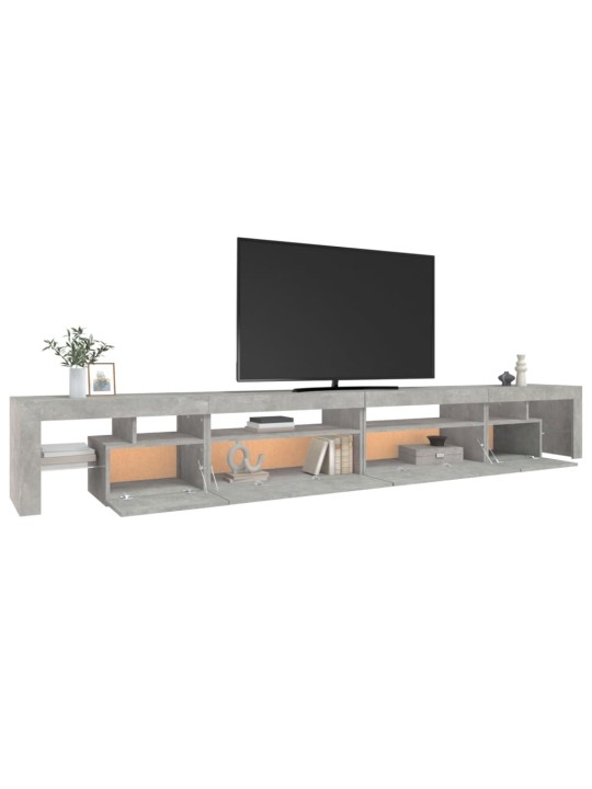 Tv skapītis ar led apgaismojumu, betona pelēks, 290x36,5x40 cm