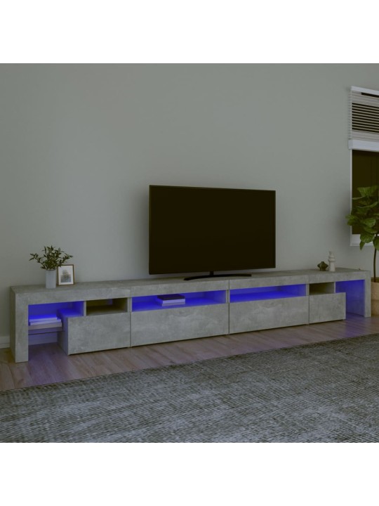 Tv skapītis ar led apgaismojumu, betona pelēks, 290x36,5x40 cm