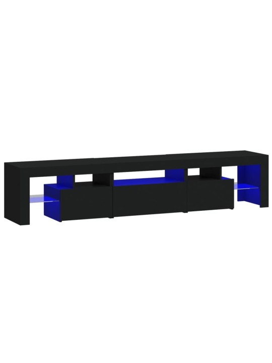 Tv skapītis ar led apgaismojumu, melns, 200x36,5x40 cm