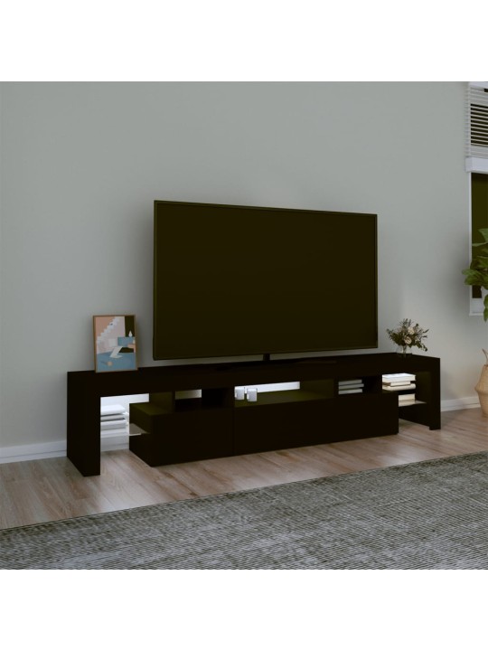 Tv skapītis ar led apgaismojumu, melns, 200x36,5x40 cm