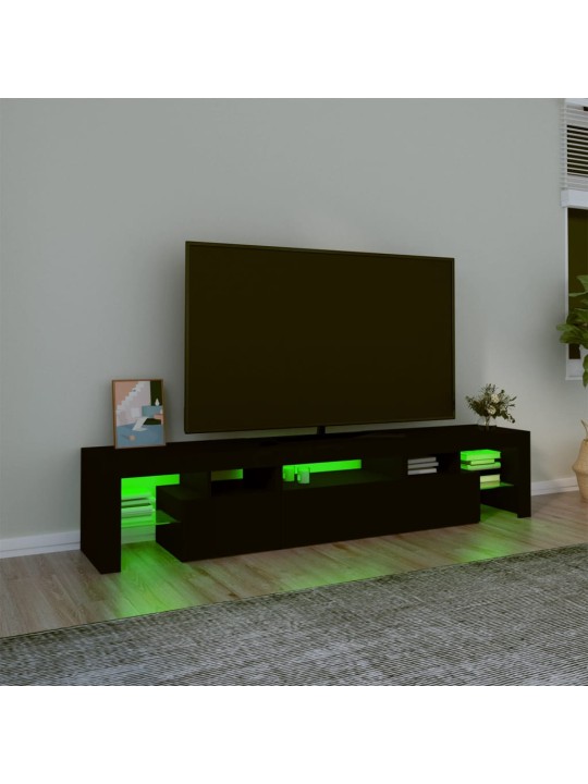 Tv skapītis ar led apgaismojumu, melns, 200x36,5x40 cm