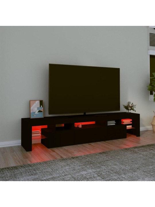 Tv skapītis ar led apgaismojumu, melns, 200x36,5x40 cm