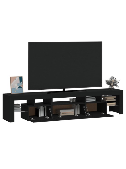 Tv skapītis ar led apgaismojumu, melns, 200x36,5x40 cm
