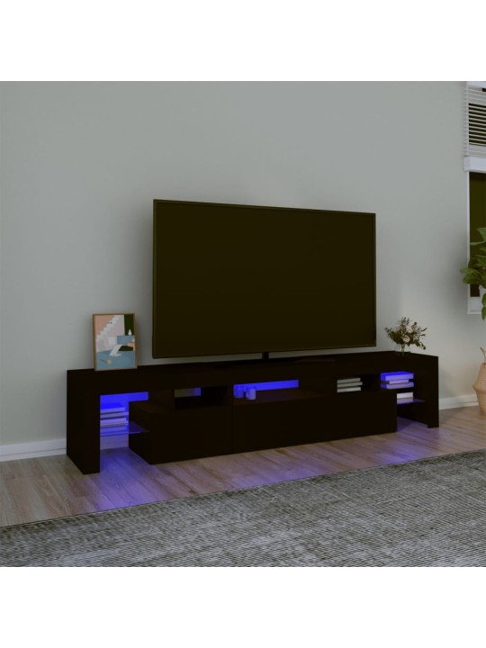 Tv skapītis ar led apgaismojumu, melns, 200x36,5x40 cm