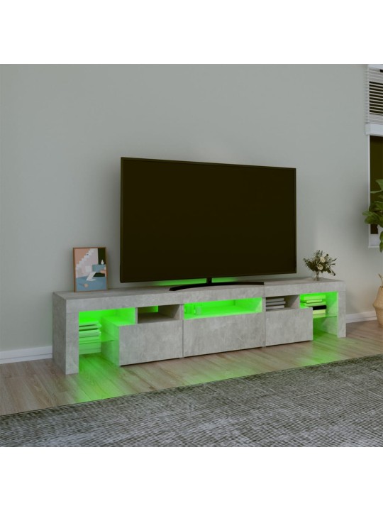 Tv skapītis ar led apgaismojumu, betona pelēks, 200x36,5x40 cm