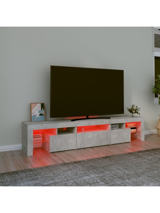 Tv skapītis ar led apgaismojumu, betona pelēks, 200x36,5x40 cm