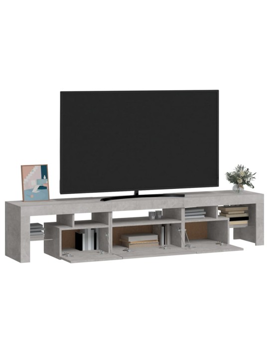Tv skapītis ar led apgaismojumu, betona pelēks, 200x36,5x40 cm