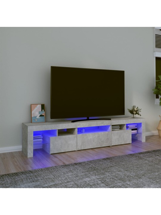 Tv skapītis ar led apgaismojumu, betona pelēks, 200x36,5x40 cm
