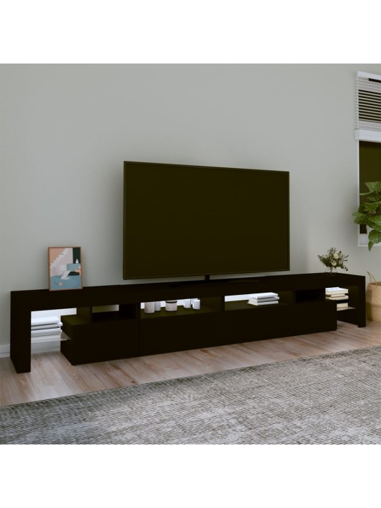 Tv skapītis ar led apgaismojumu, melns, 260x36,5x40 cm