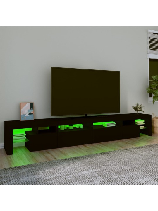Tv skapītis ar led apgaismojumu, melns, 260x36,5x40 cm