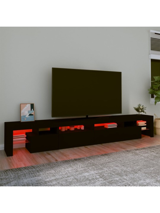 Tv skapītis ar led apgaismojumu, melns, 260x36,5x40 cm