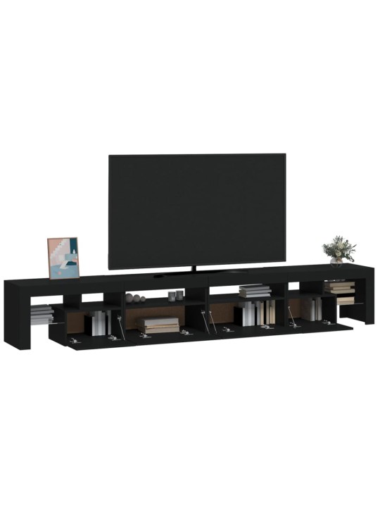 Tv skapītis ar led apgaismojumu, melns, 260x36,5x40 cm
