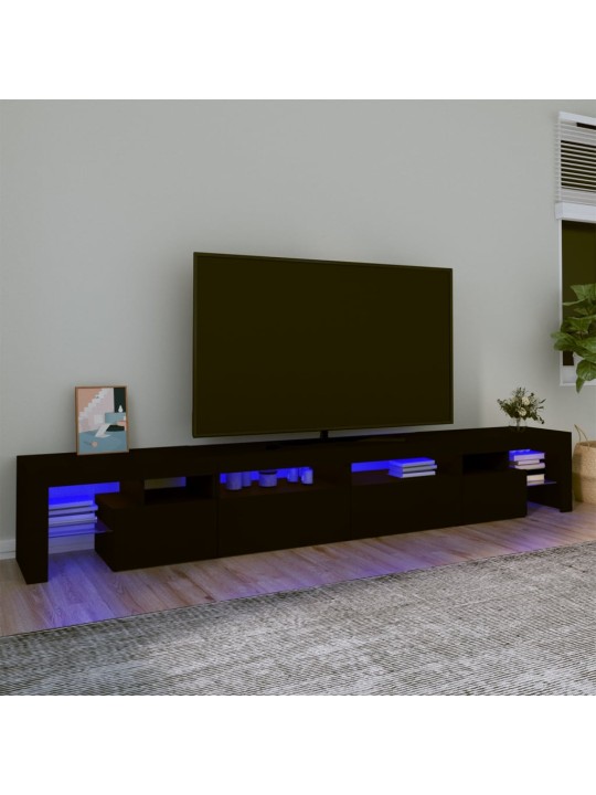 Tv skapītis ar led apgaismojumu, melns, 260x36,5x40 cm