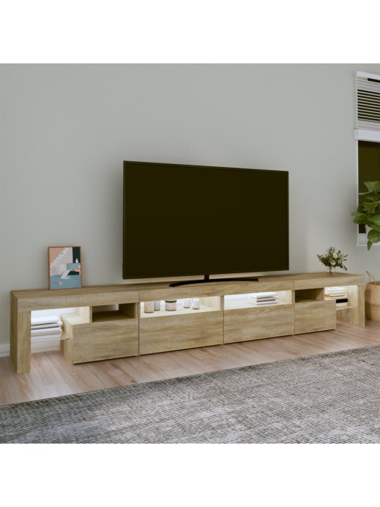 Tv skapītis ar led apgaismojumu, ozolkoka krāsa, 260x36,5x40 cm