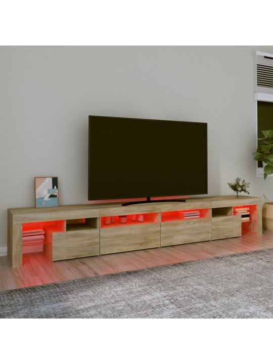 Tv skapītis ar led apgaismojumu, ozolkoka krāsa, 260x36,5x40 cm