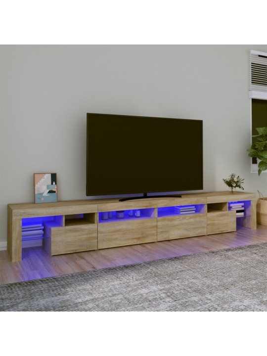 Tv skapītis ar led apgaismojumu, ozolkoka krāsa, 260x36,5x40 cm