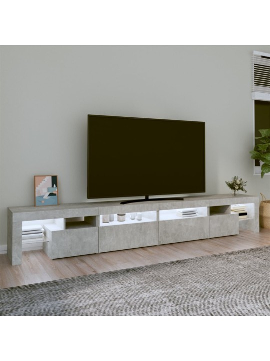 Tv skapītis ar led apgaismojumu, betona pelēks, 260x36,5x40 cm