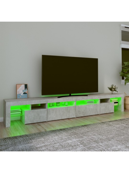 Tv skapītis ar led apgaismojumu, betona pelēks, 260x36,5x40 cm