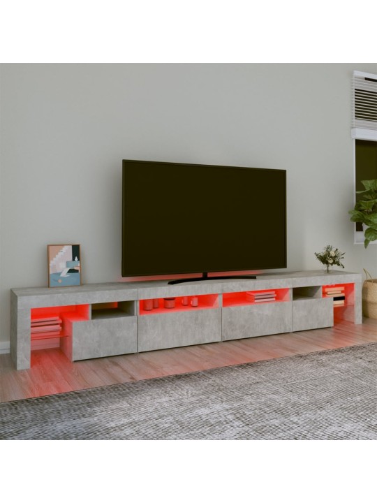 Tv skapītis ar led apgaismojumu, betona pelēks, 260x36,5x40 cm