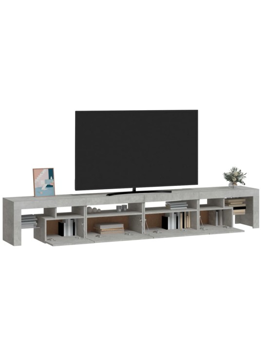 Tv skapītis ar led apgaismojumu, betona pelēks, 260x36,5x40 cm