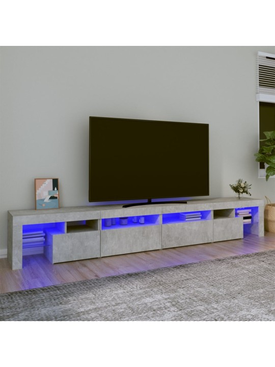 Tv skapītis ar led apgaismojumu, betona pelēks, 260x36,5x40 cm