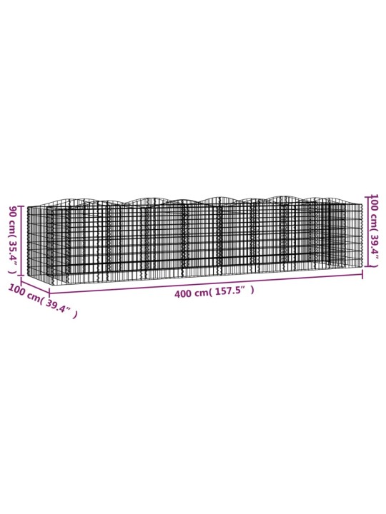 Arkveida gabiona grozs, 400x100x100 cm, cinkota dzelzs