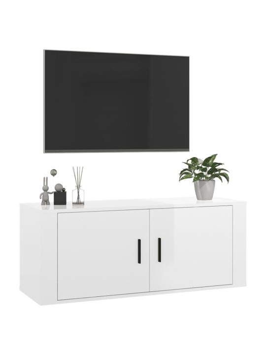 Sienas tv skapītis, spīdīgi balts, 100x34,5x40 cm