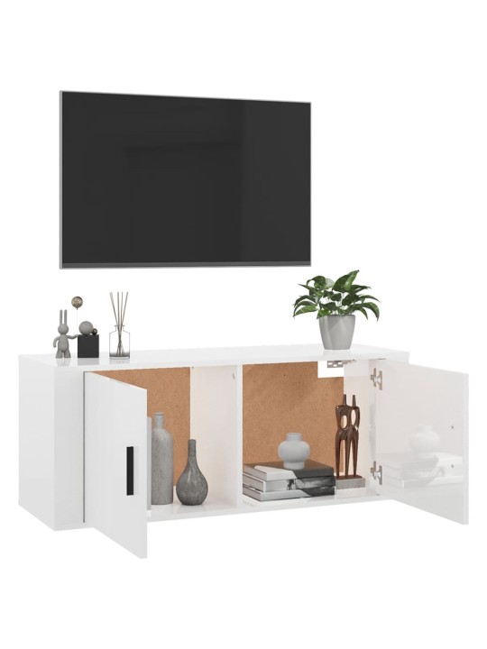 Sienas tv skapītis, spīdīgi balts, 100x34,5x40 cm