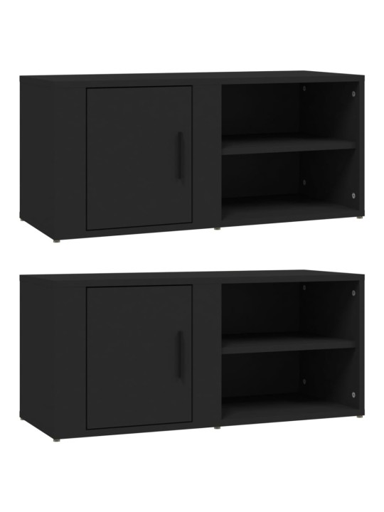 Tv skapīši, 2 gab., melni, 80x31,5x36 cm, inženierijas koks