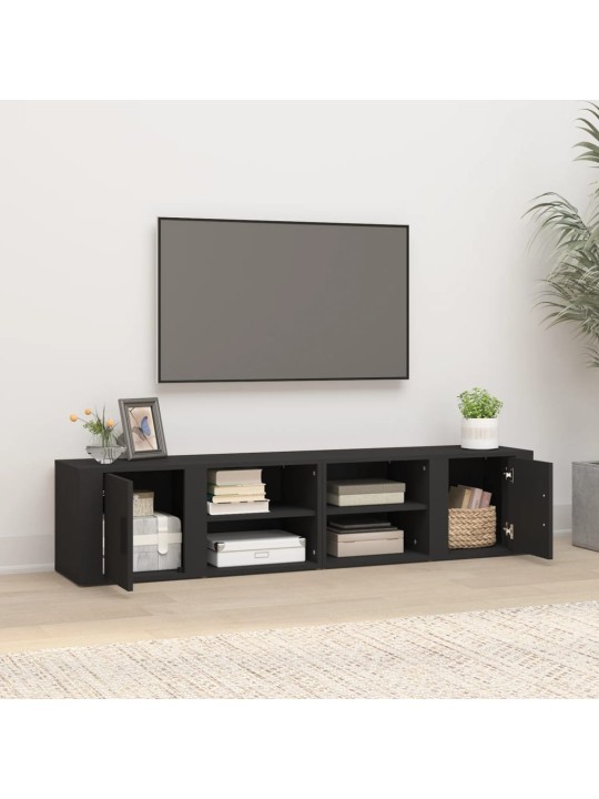 Tv skapīši, 2 gab., melni, 80x31,5x36 cm, inženierijas koks