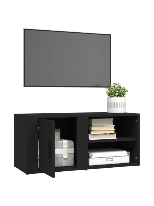 Tv skapīši, 2 gab., melni, 80x31,5x36 cm, inženierijas koks
