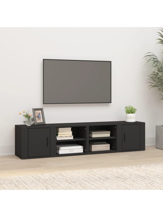 Tv skapīši, 2 gab., melni, 80x31,5x36 cm, inženierijas koks