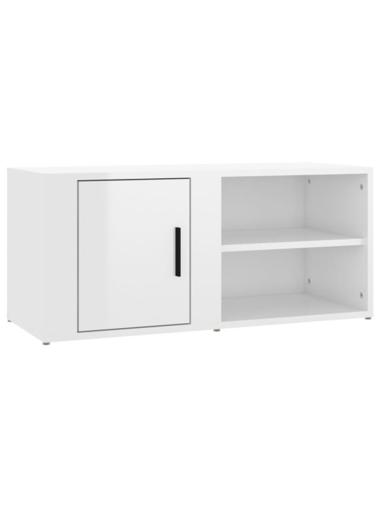 Tv skapītis, spīdīgi balta, 80x31,5x36 cm, inženierijas koks
