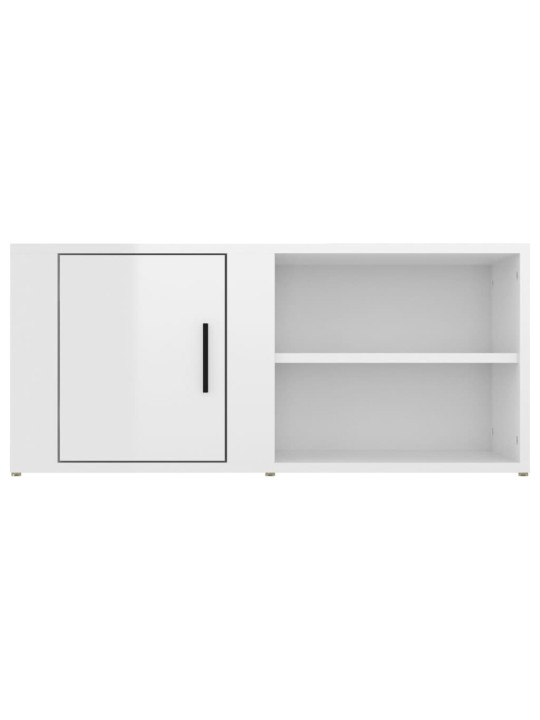 Tv skapītis, spīdīgi balta, 80x31,5x36 cm, inženierijas koks