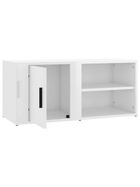 Tv skapītis, spīdīgi balta, 80x31,5x36 cm, inženierijas koks