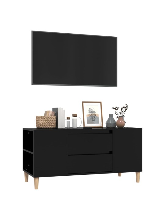 Tv skapītis, melns, 102x44,5x50 cm, inženierijas koks