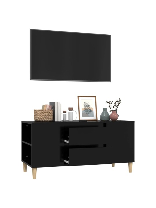 Tv skapītis, melns, 102x44,5x50 cm, inženierijas koks