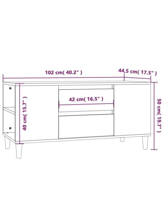 Tv skapītis, pelēka ozolkoka, 102x44,5x50 cm, inženierijas koks