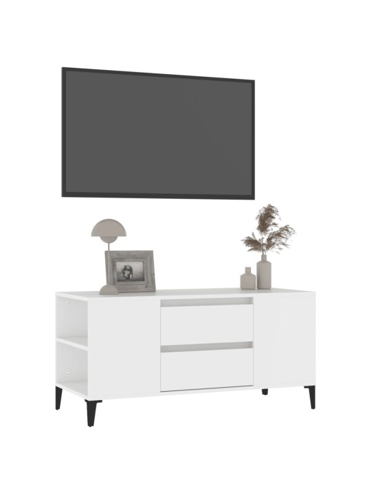 Tv skapītis, balts, 102x44,5x50 cm, inženierijas koks