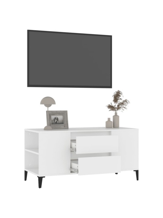 Tv skapītis, balts, 102x44,5x50 cm, inženierijas koks