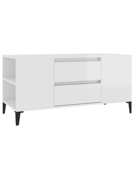 Tv skapītis, spīdīgi balts, 102x44,5x50 cm, inženierijas koks